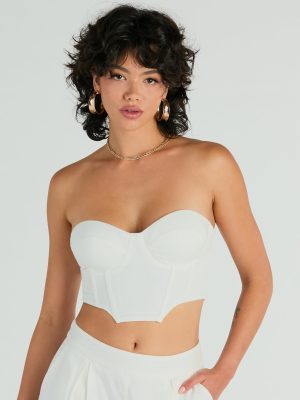 Trendy Treasure Strapless Linen Corset Top