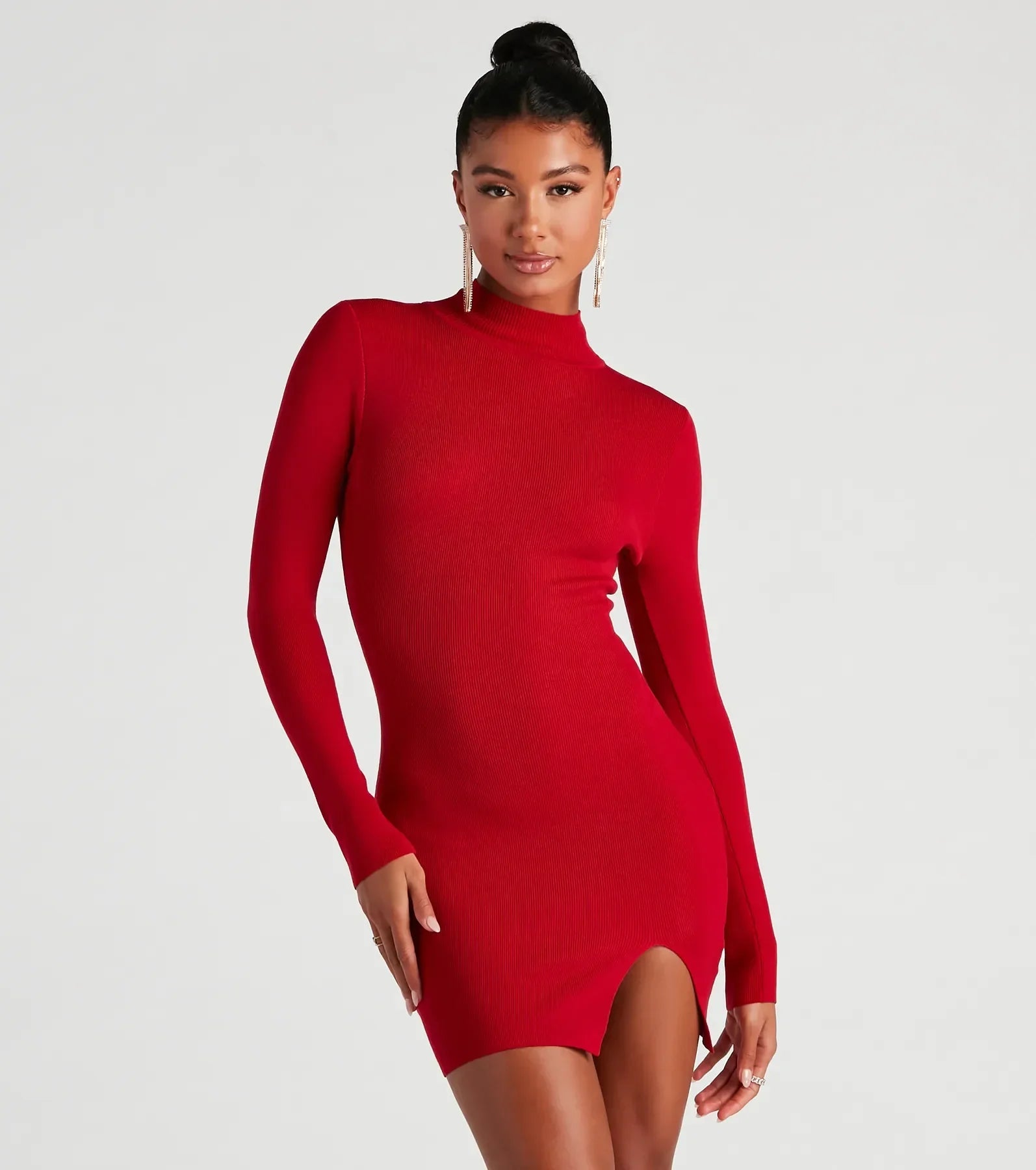 Classic Chic Mock Neck Sweater Dress - Image 5