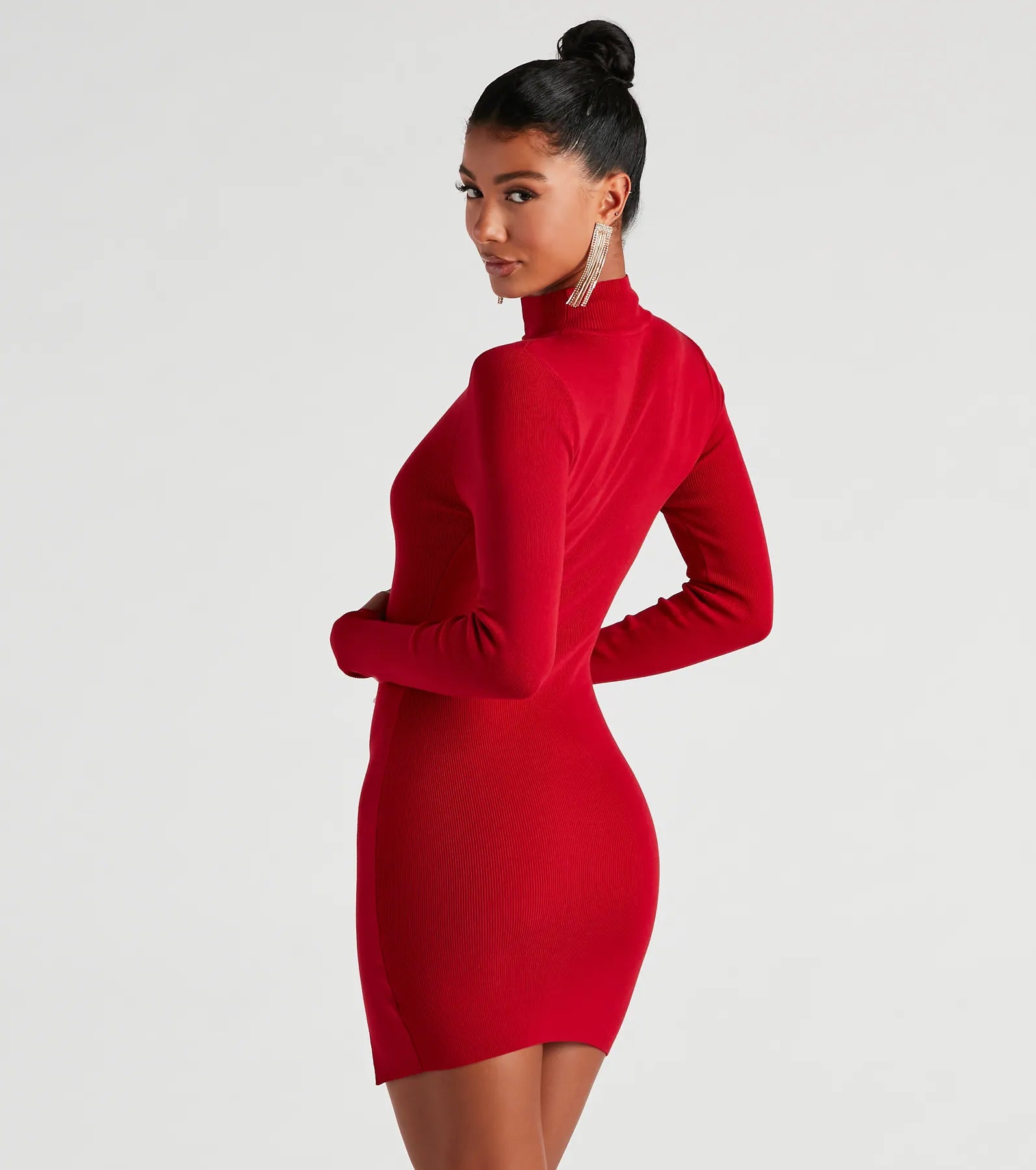 Classic Chic Mock Neck Sweater Dress - Image 6