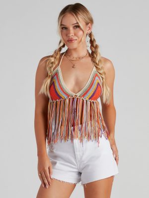 Festive Babe Crochet Fringe Top