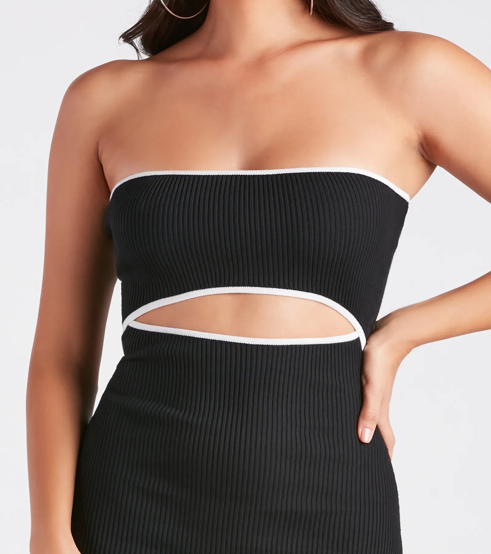 Leaving Impressions Strapless Ribbed Knit Midi Dress - Image 4