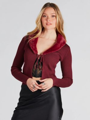 Cozy Luxury Faux Fur Tie-Front Cardigan Sweater
