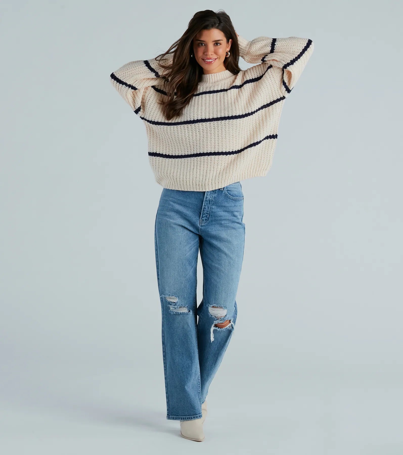 Confident Cutie Striped Oversized Sweater - Image 4