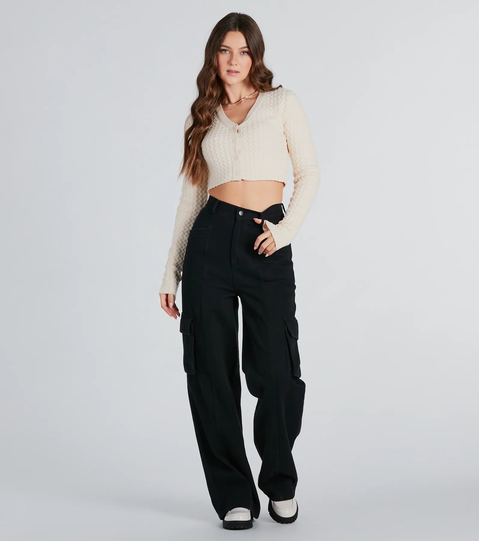Such A Cutie Cable Knit Cropped Cardigan - Image 4