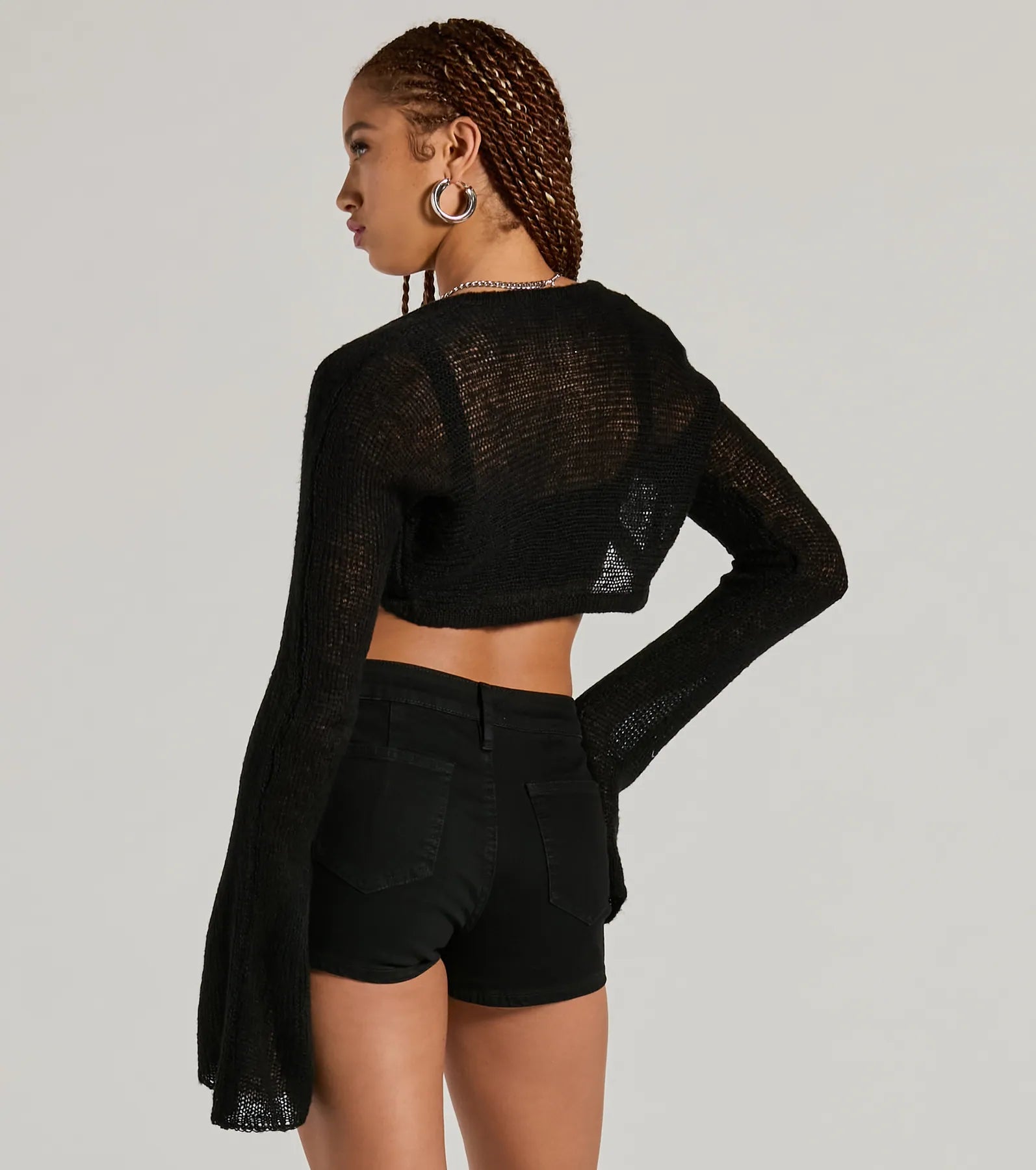 Snuggly Style Long Sleeve Fuzzy Knit Bolero - Image 6