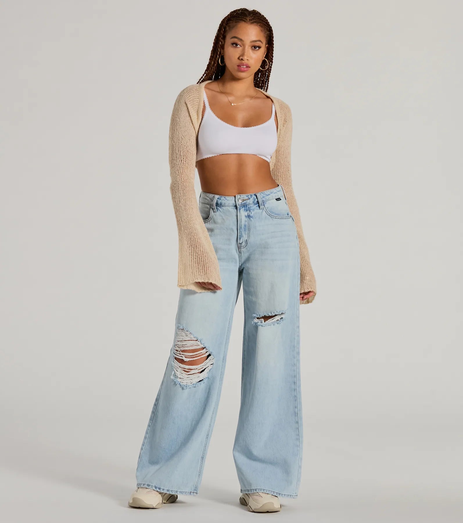 Snuggly Style Long Sleeve Fuzzy Knit Bolero - Image 3