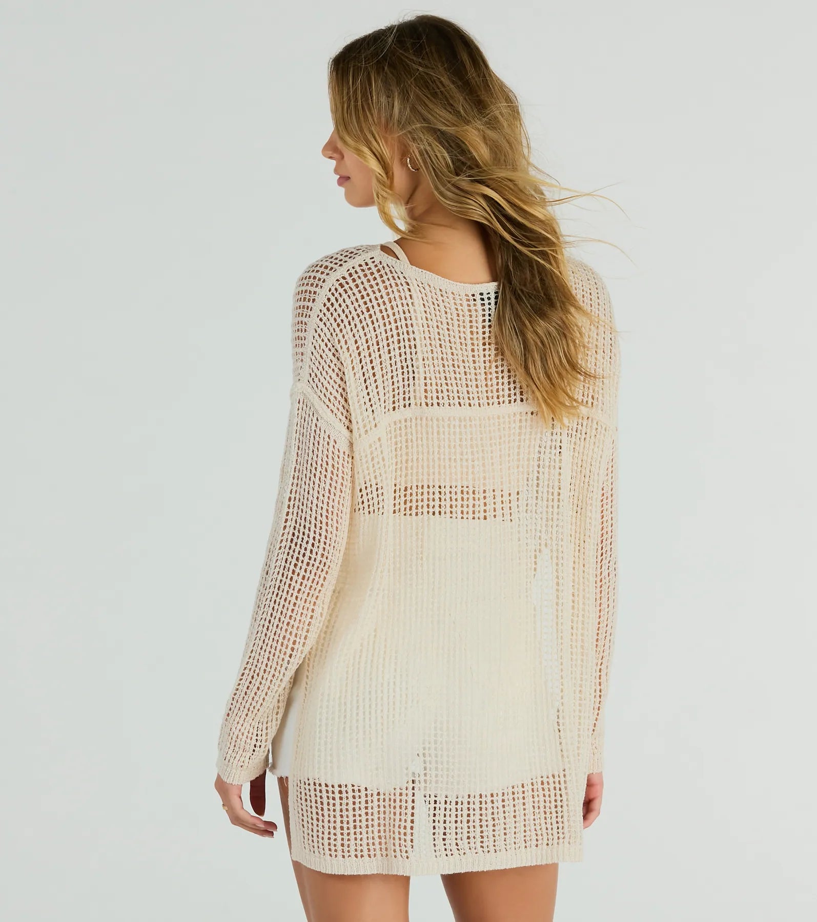 Breezy Beauty Sheer Crochet Coverup Top - Image 6