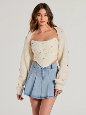 The Sweetest Floral Rosette Long Sleeve Knit Bolero