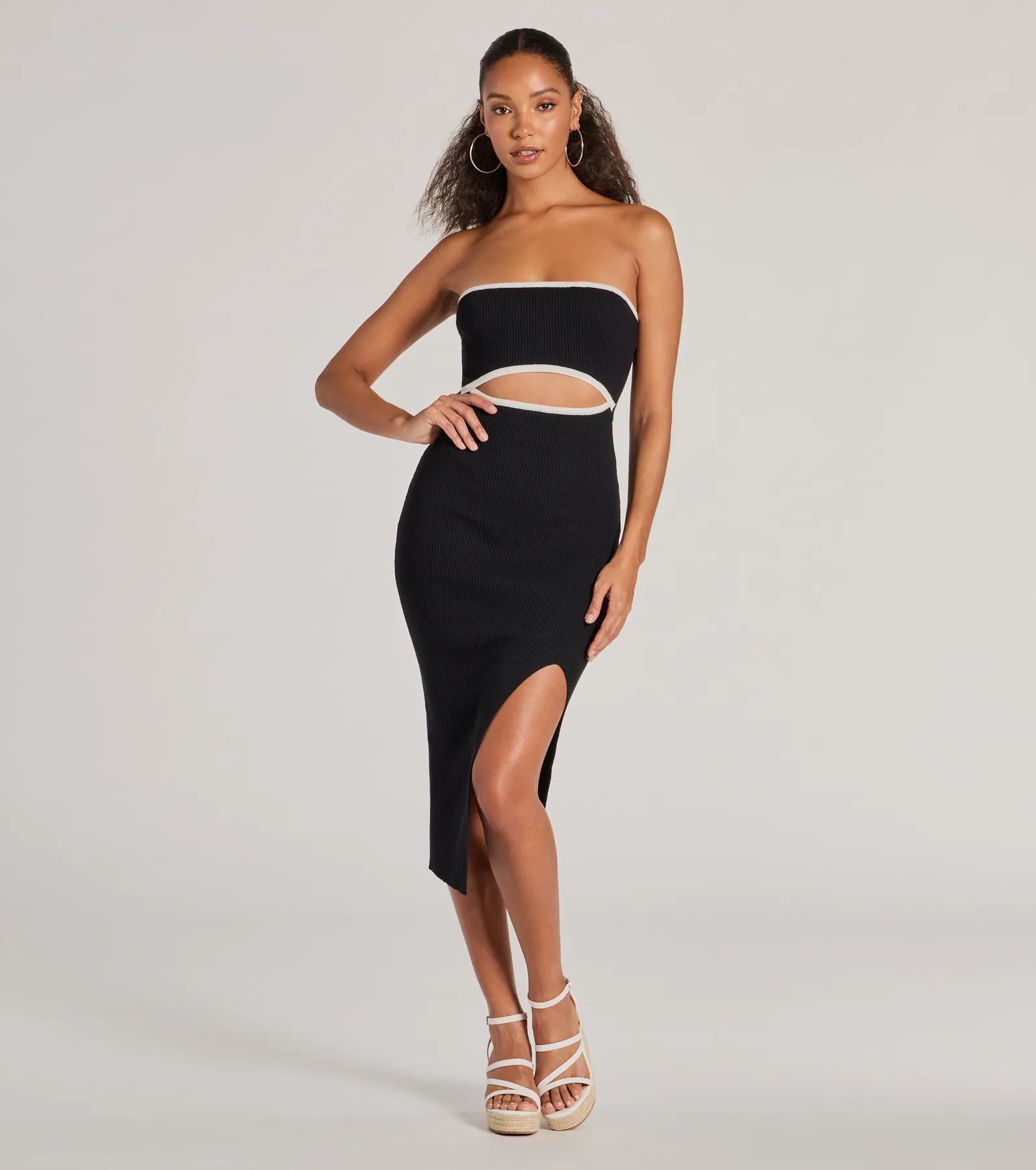 Leaving Impressions Strapless Ribbed Knit Midi Dress - Image 5