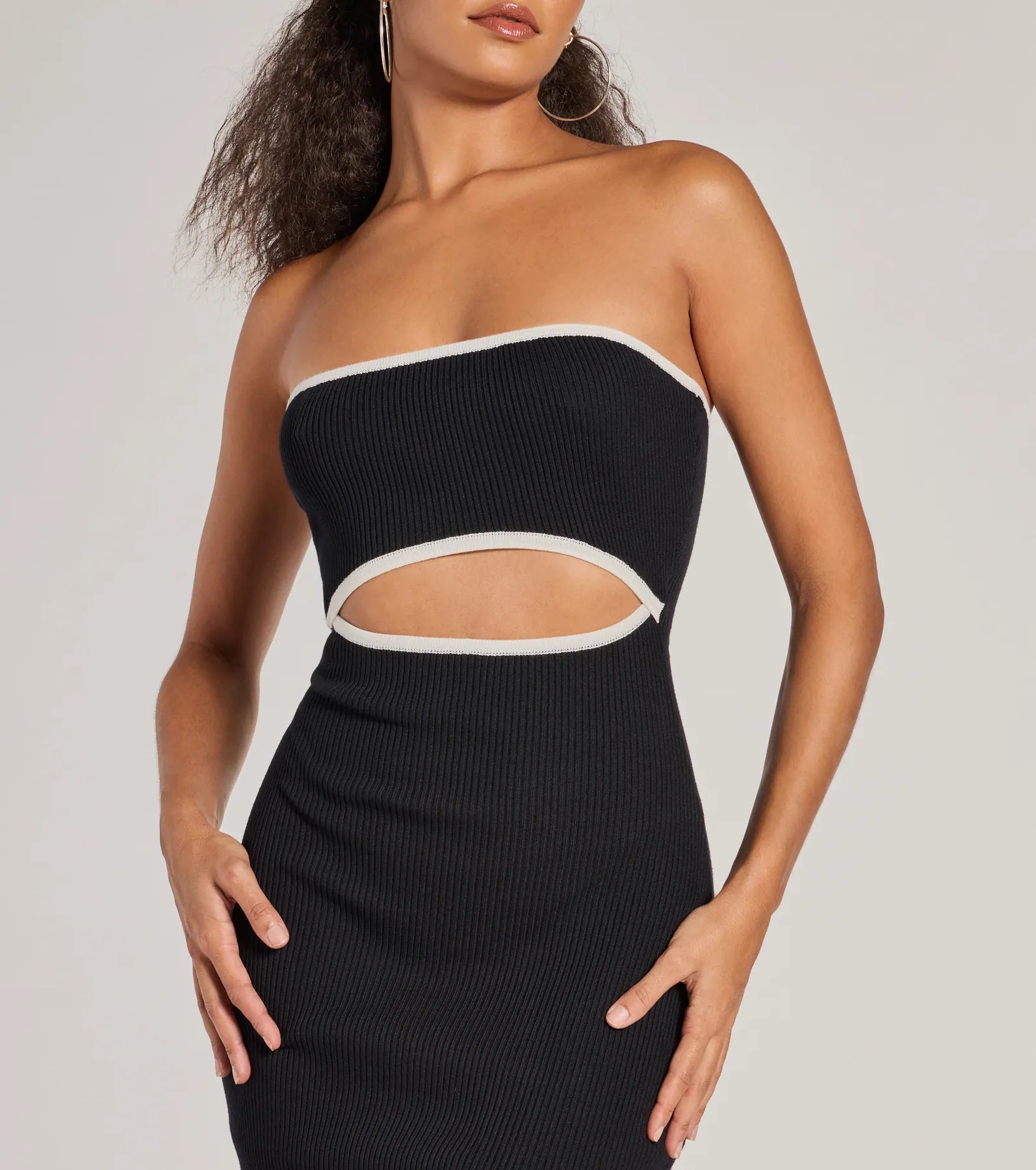 Leaving Impressions Strapless Ribbed Knit Midi Dress - Image 7