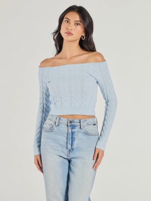 Cozy Cutie Off-The-Shoulder Cable Knit Top