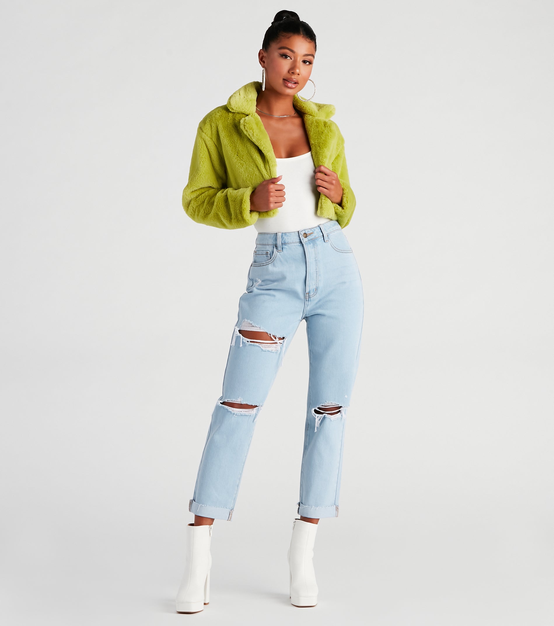 So Fluffy Faux Fur Crop Blazer - Image 3