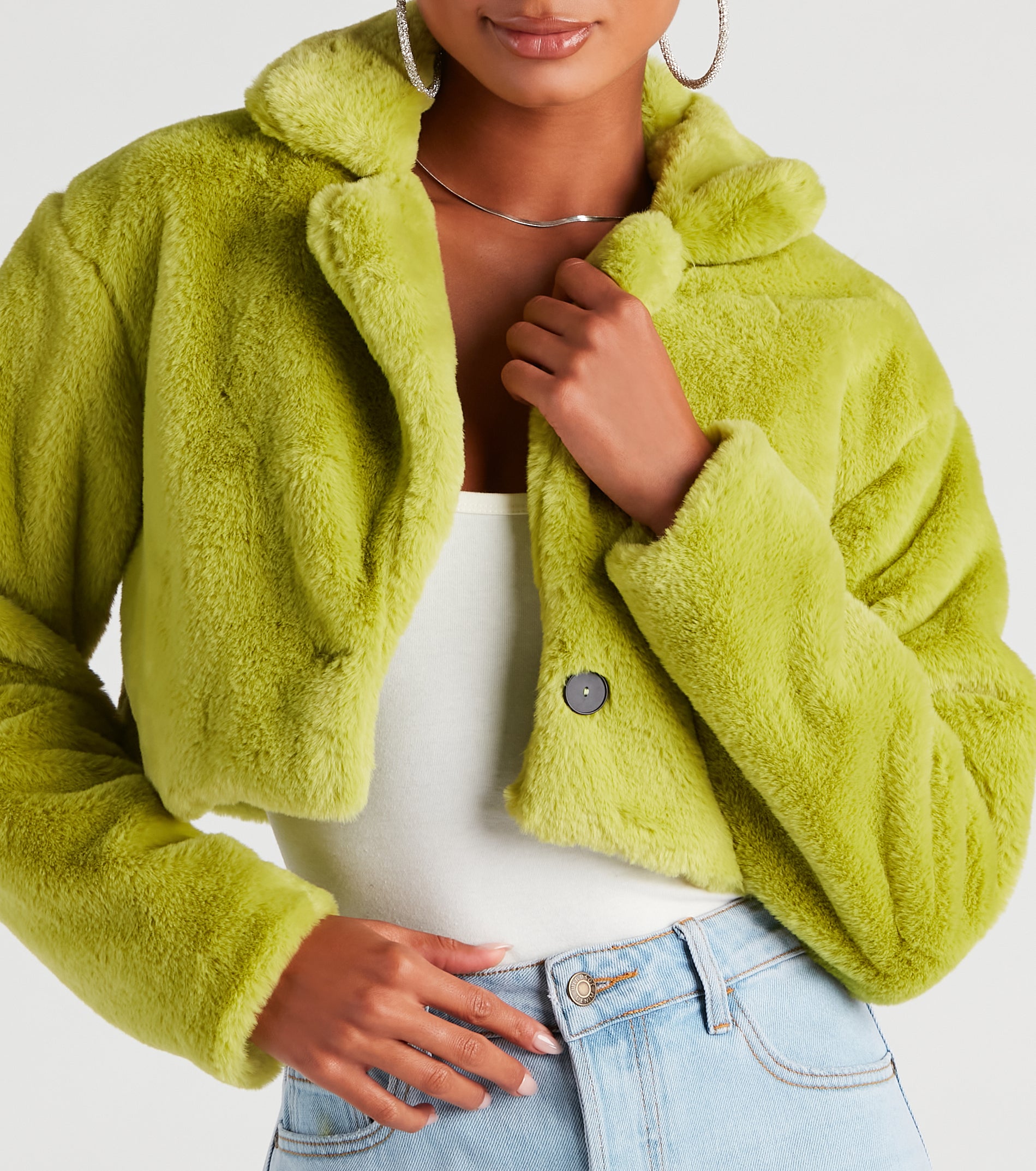 So Fluffy Faux Fur Crop Blazer - Image 4
