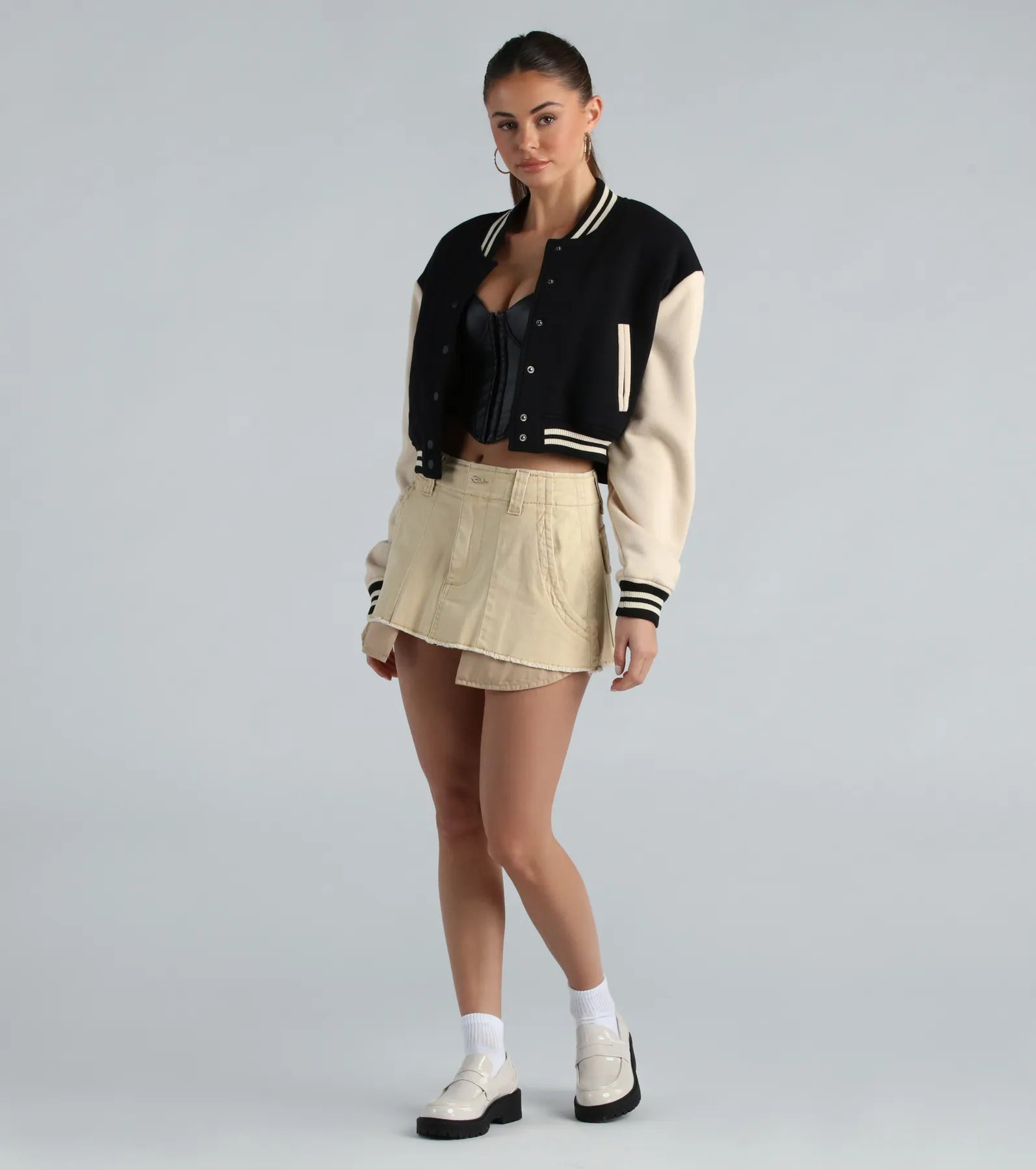 All-Star Style Faux Sherpa Varisty Jacket - Image 4
