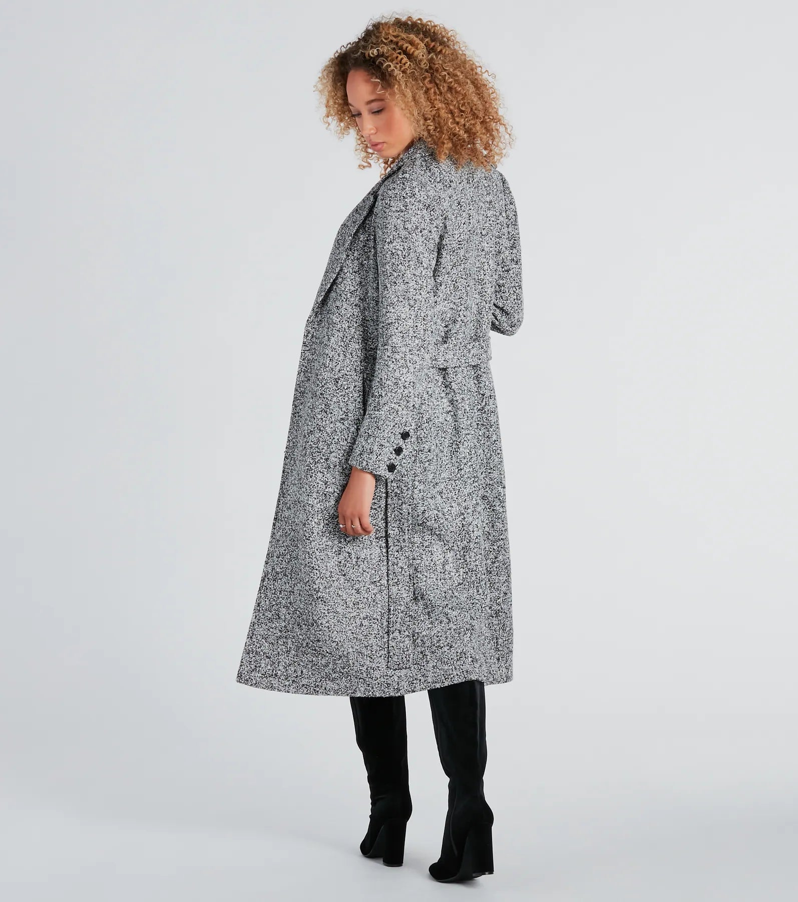 Uptown Girl Tweed Belted Trench Coat - Image 2