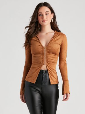 Sweeter In Faux Suede Slit Jacket