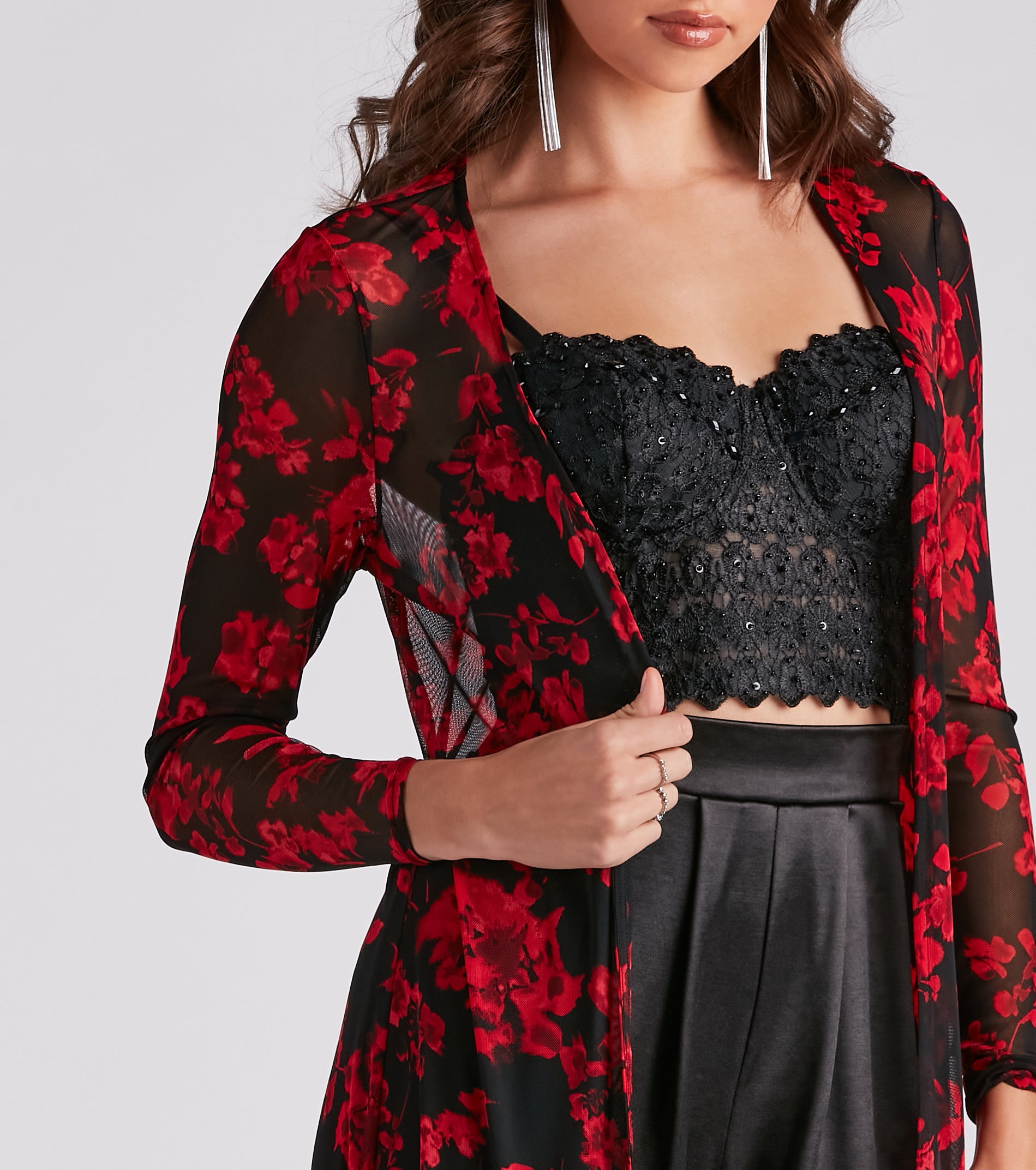 Sheer Intent Floral Mesh Duster - Image 4