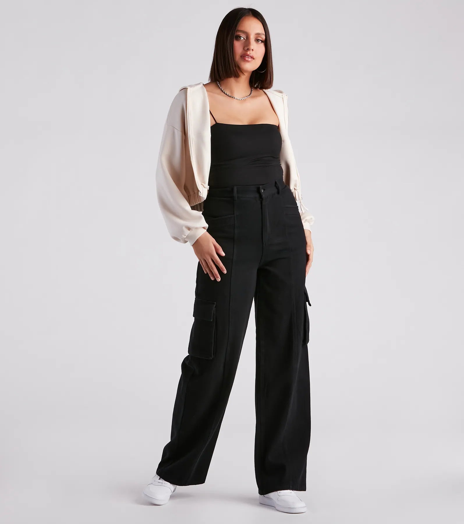 Off Duty Babe Luxe Zip-Up Crop Hoodie - Image 3