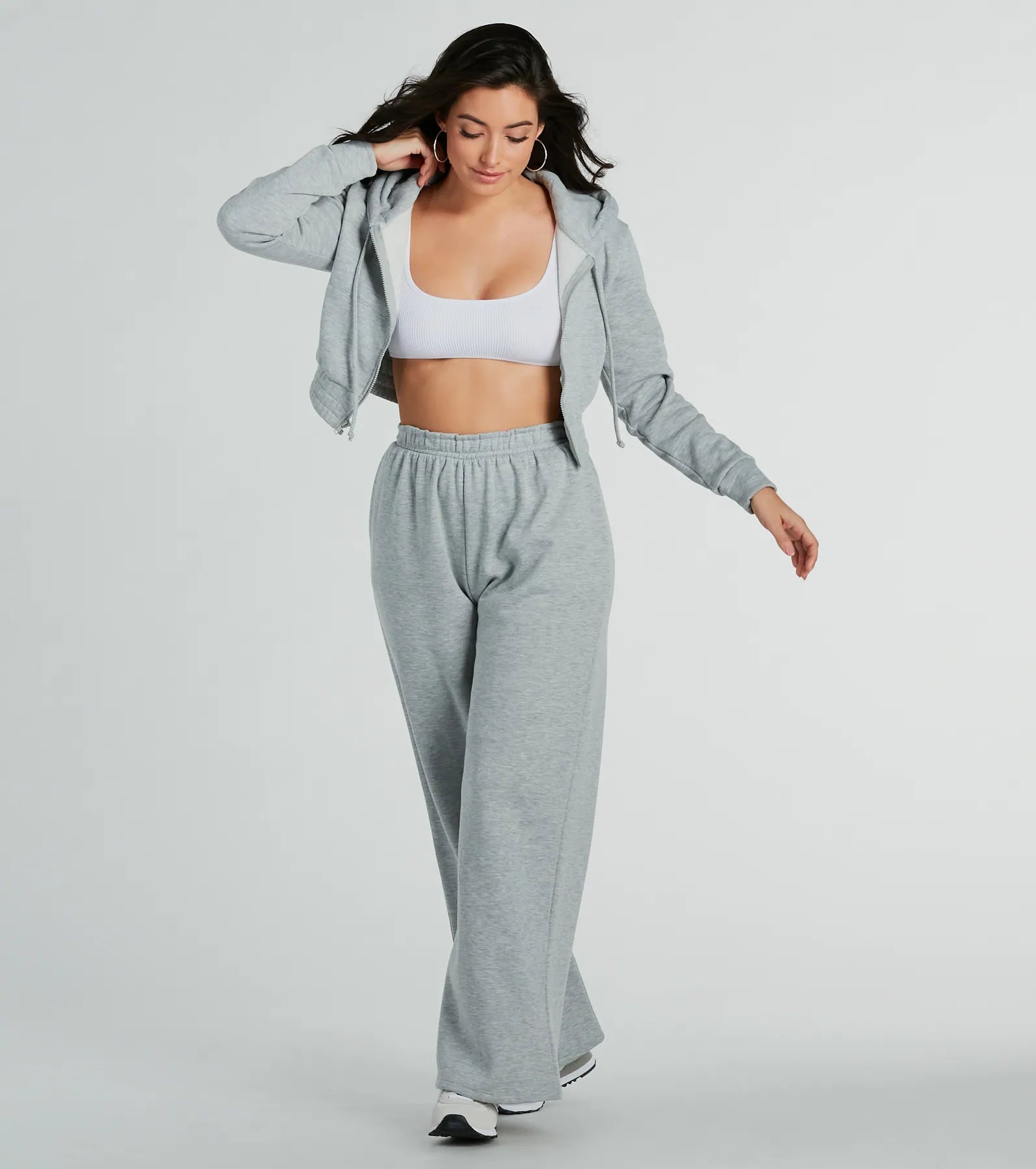 On Point Cutie Zip Up Crop Fleece Hoodie - Image 2