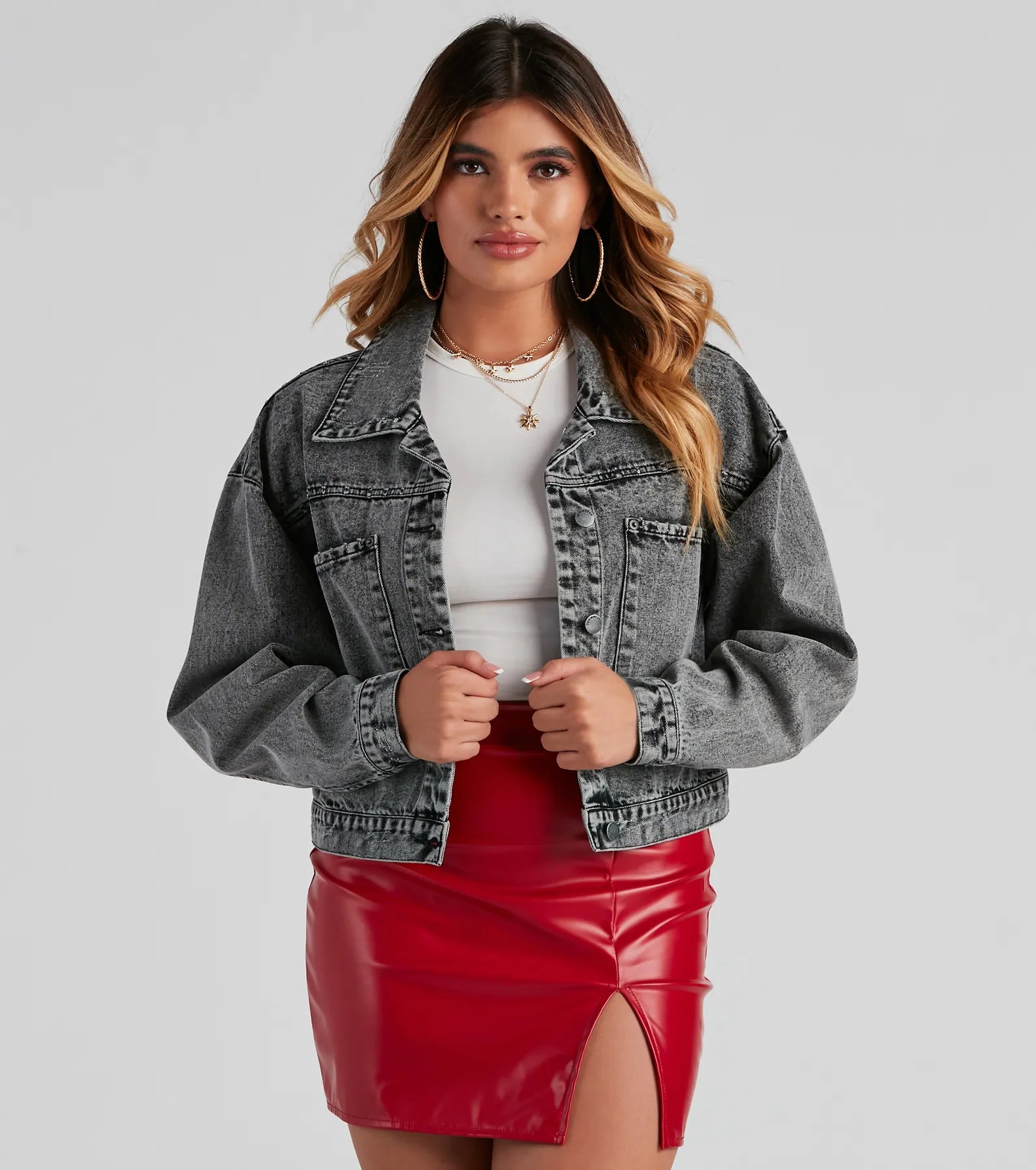 Don't Waist Time Crop Denim Jacket - Image 5