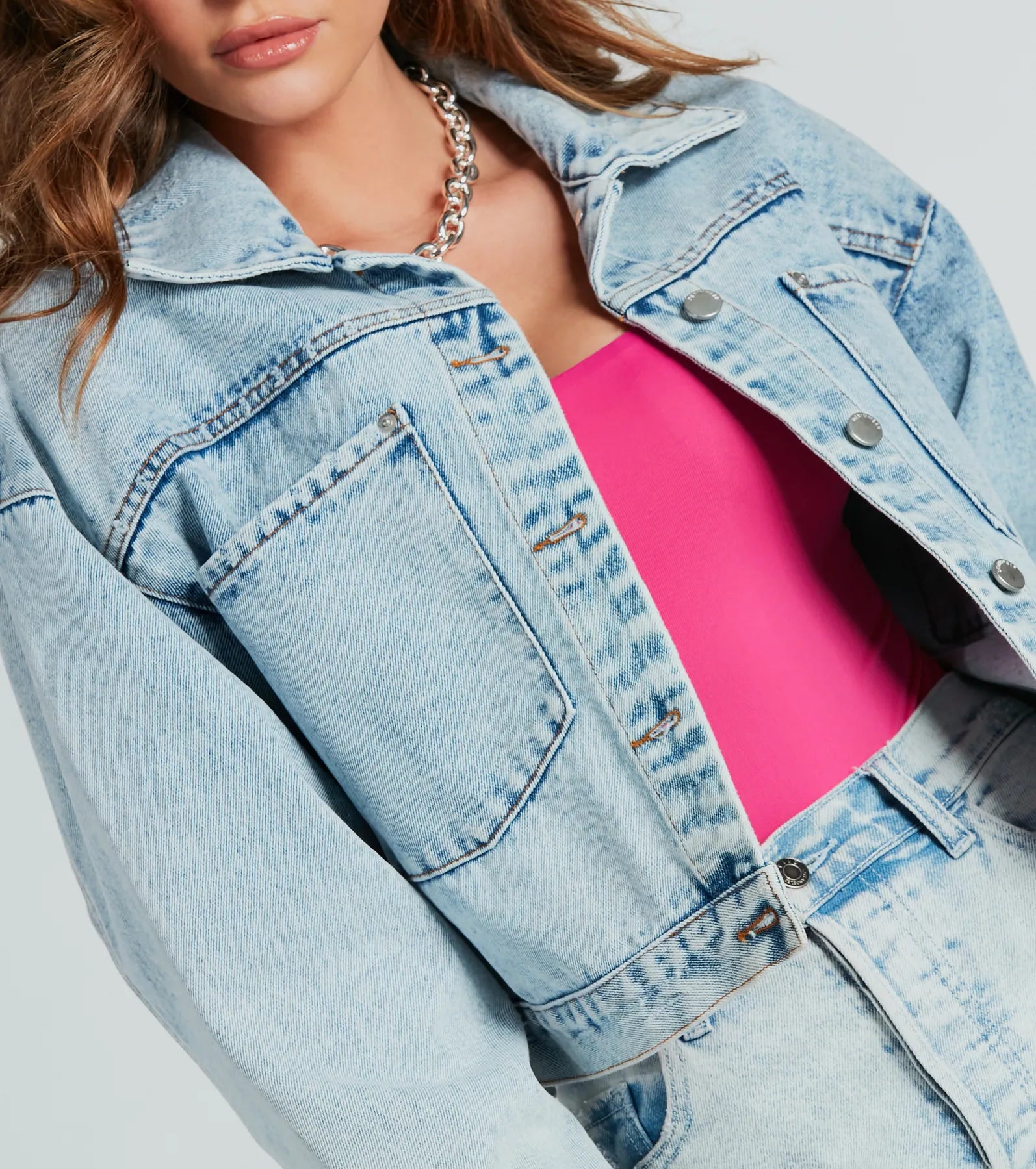 Don't Waist Time Crop Denim Jacket - Image 3