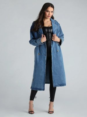 Casual Chic Slay Denim Trench Coat