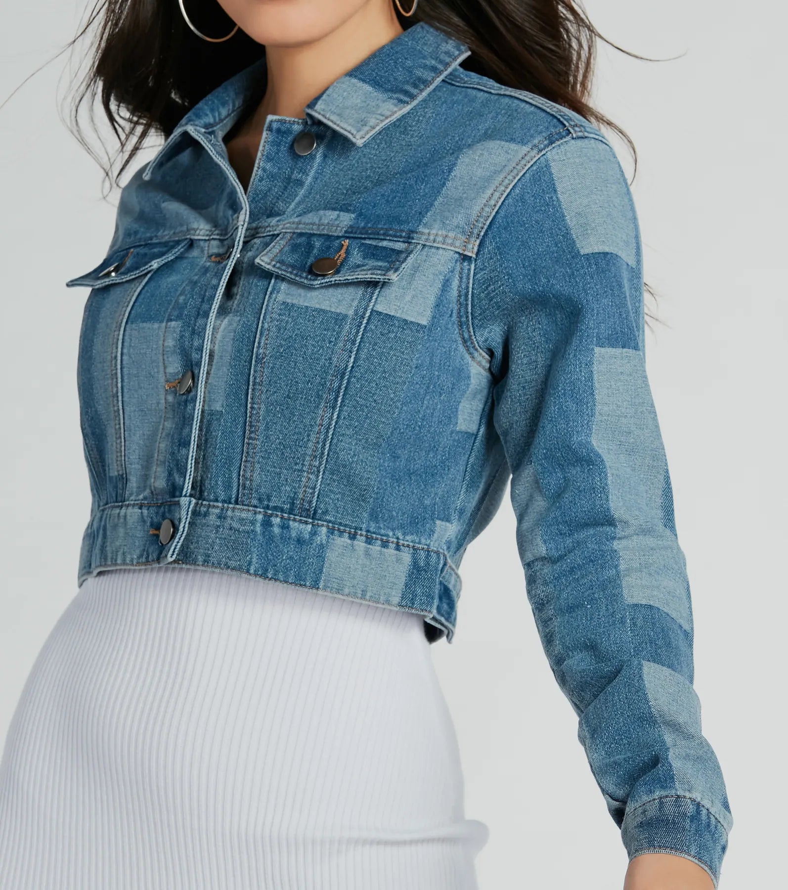 Art Of Patchwork Crop Denim Jacket - Image 3