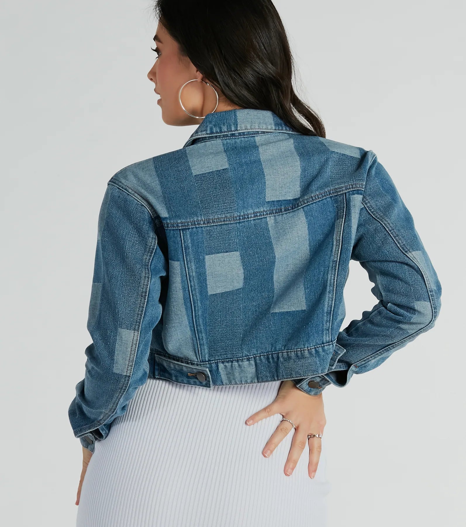 Art Of Patchwork Crop Denim Jacket - Image 4
