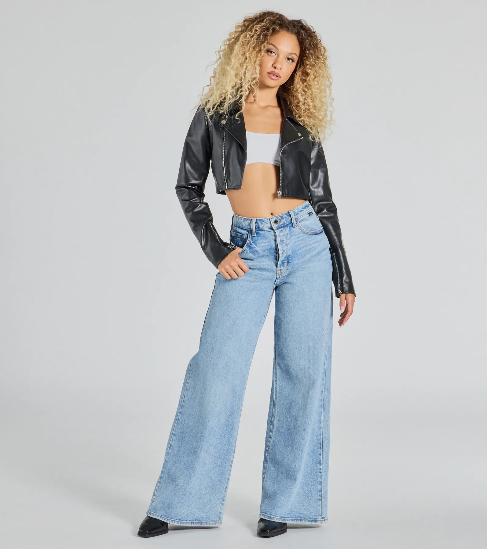 City Slicker Moto Crop Faux Leather Jacket - Image 4