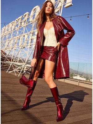 Chic Authority Faux Leather Trench Coat