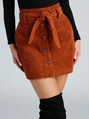 Essential Corduroy Button Down Mini Skirt