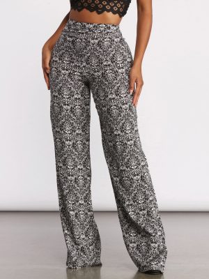 High Waist Bohemian Print Wide Leg Pants