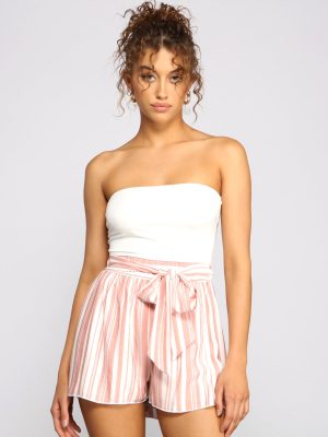 Stylish Stripes Strapless Romper