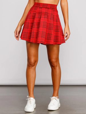 Preppy And Pleated Plaid Skater Skirt