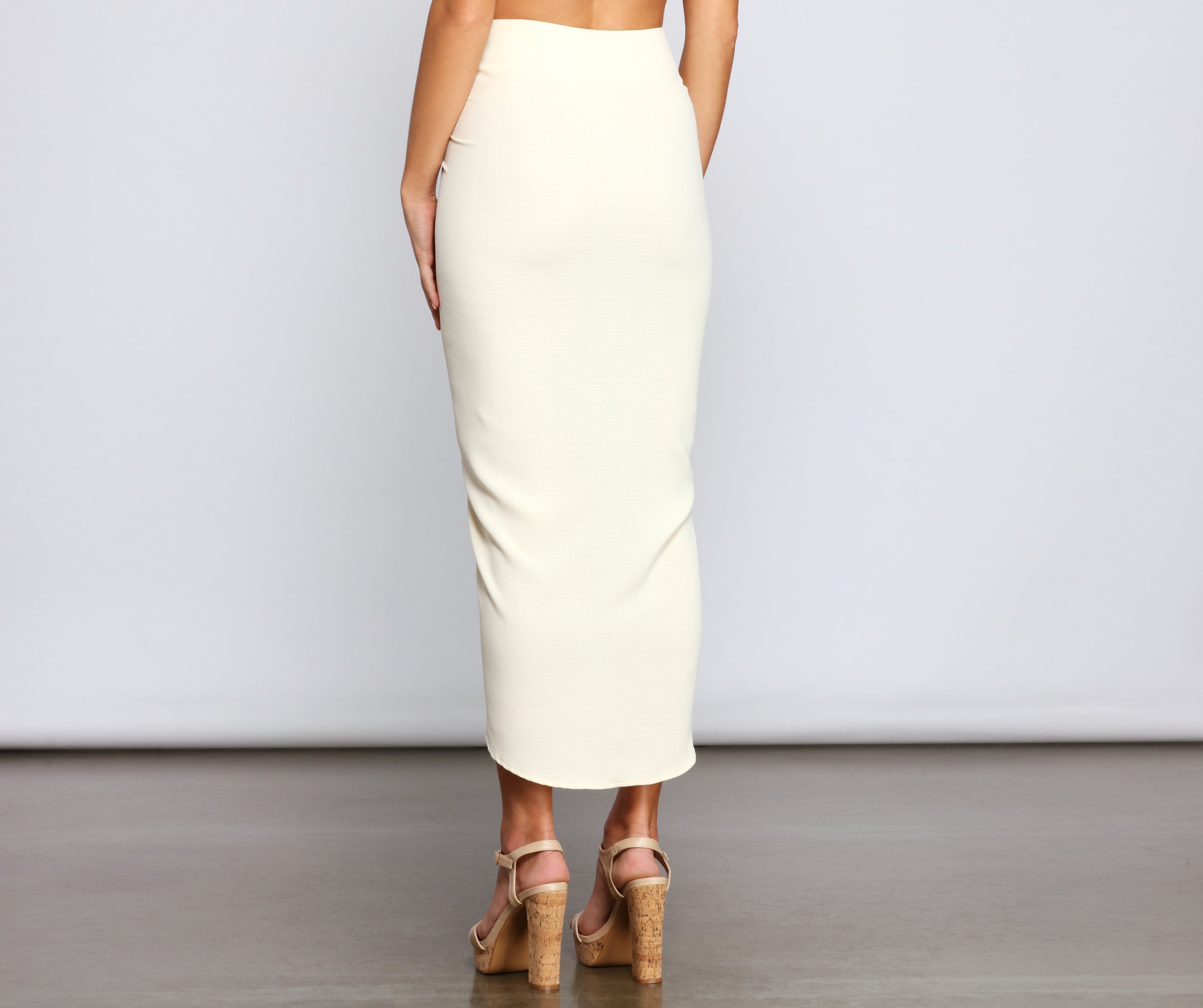 High-Rise Drama Ruched Midi Skirt - Image 8