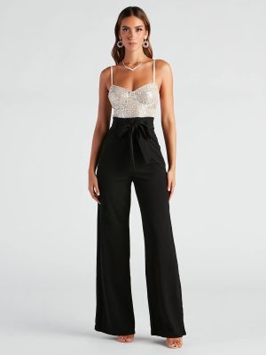 Catch Me In Sequin Wide-Leg Jumpsuit