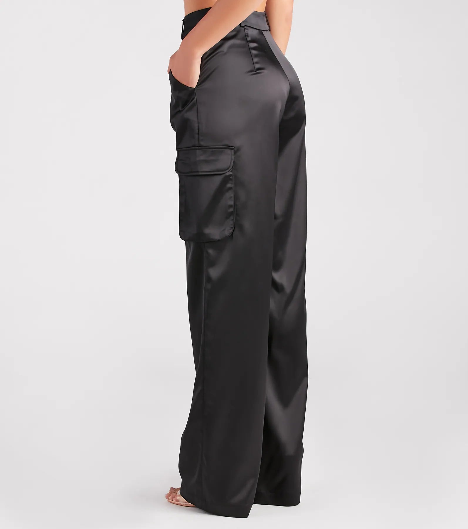 Dress Me Up Satin Straight-Leg Cargo Pants - Image 3