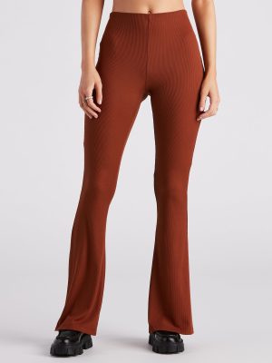 Trendy Babe Ribbed Knit Flare Pants