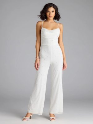 Elevate Your Vibe Wide-Leg Faux Pearl Jumpsuit