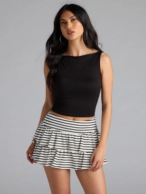 Fun In Stripes Ruffled Mini Skort