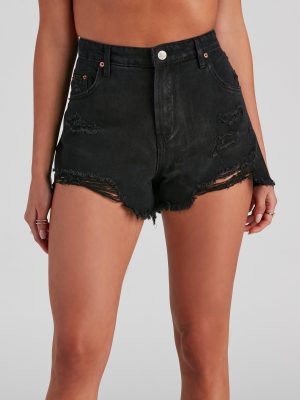 Trendy Distressed Cut-Off Denim Shorts