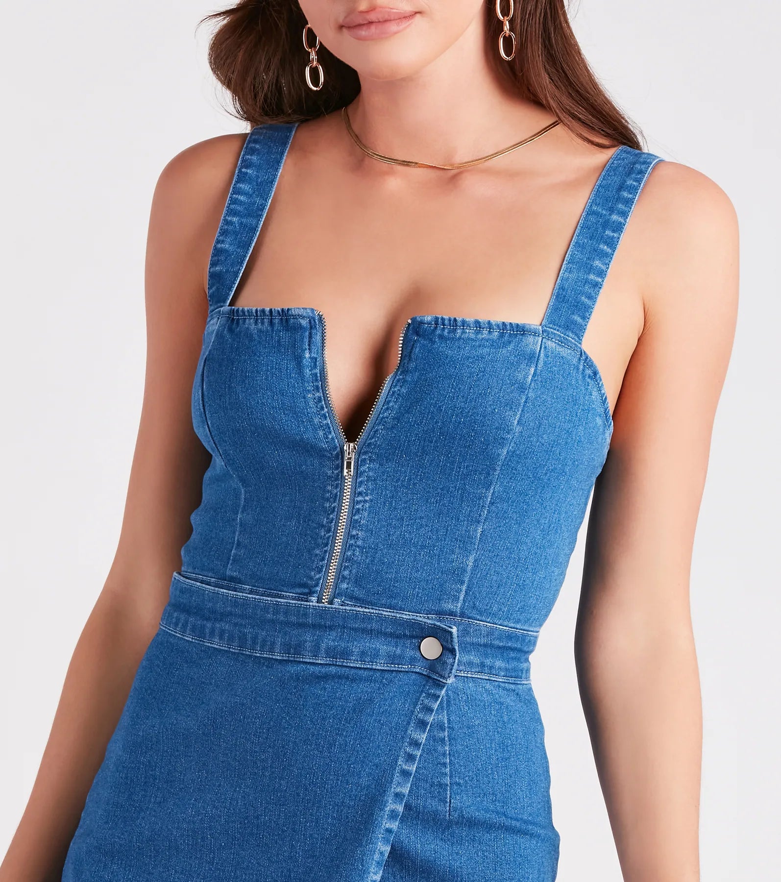 Breath Of Fresh Air Denim Skort Romper - Image 4