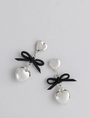 Sweet Talker Heart And Bow Drop Earrings