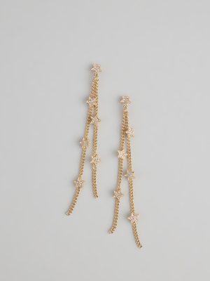 Catch The Glow Rhinestone Star Linear Earrings