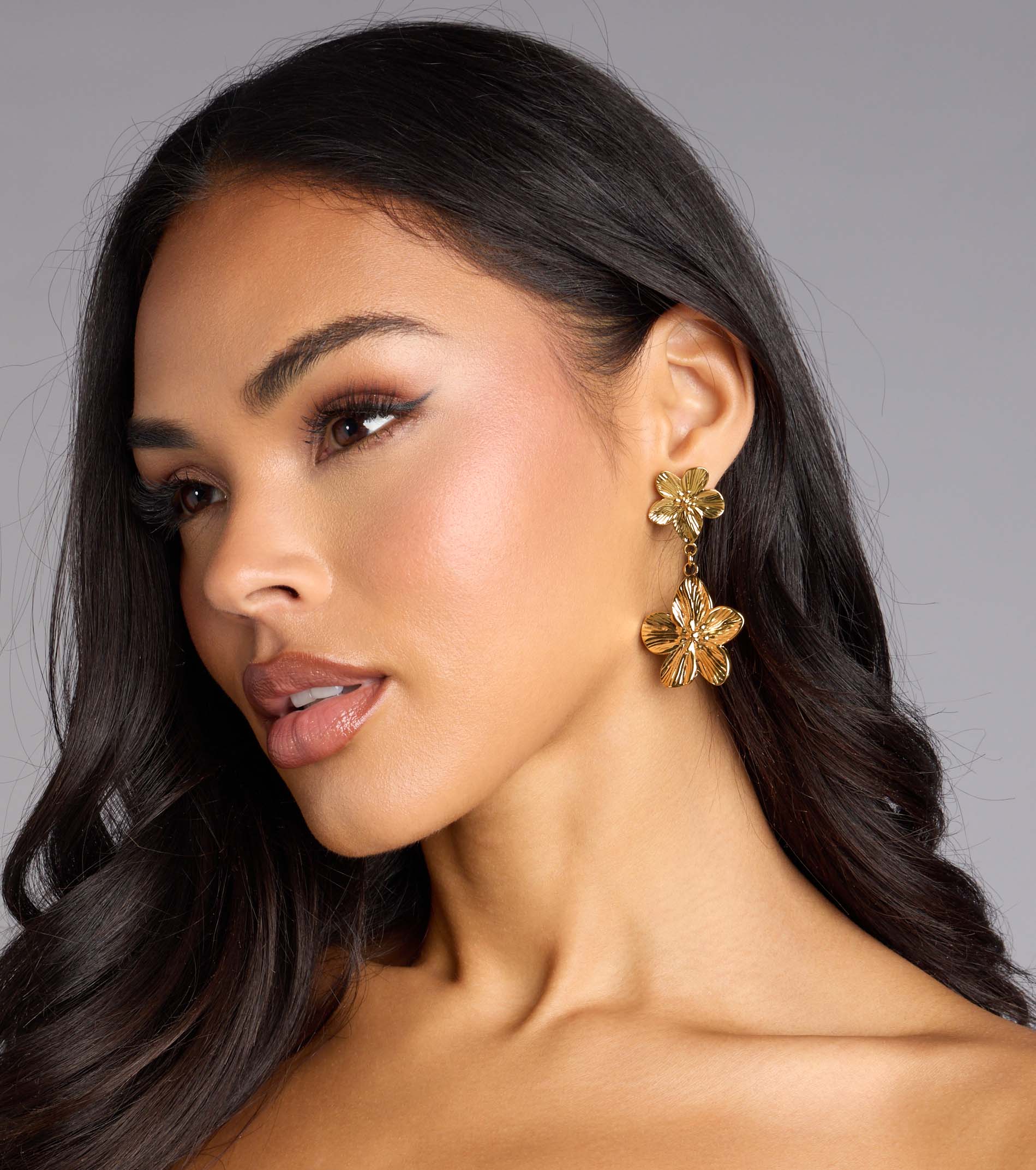 Petal Glow Flower Drop Earrings - Image 2