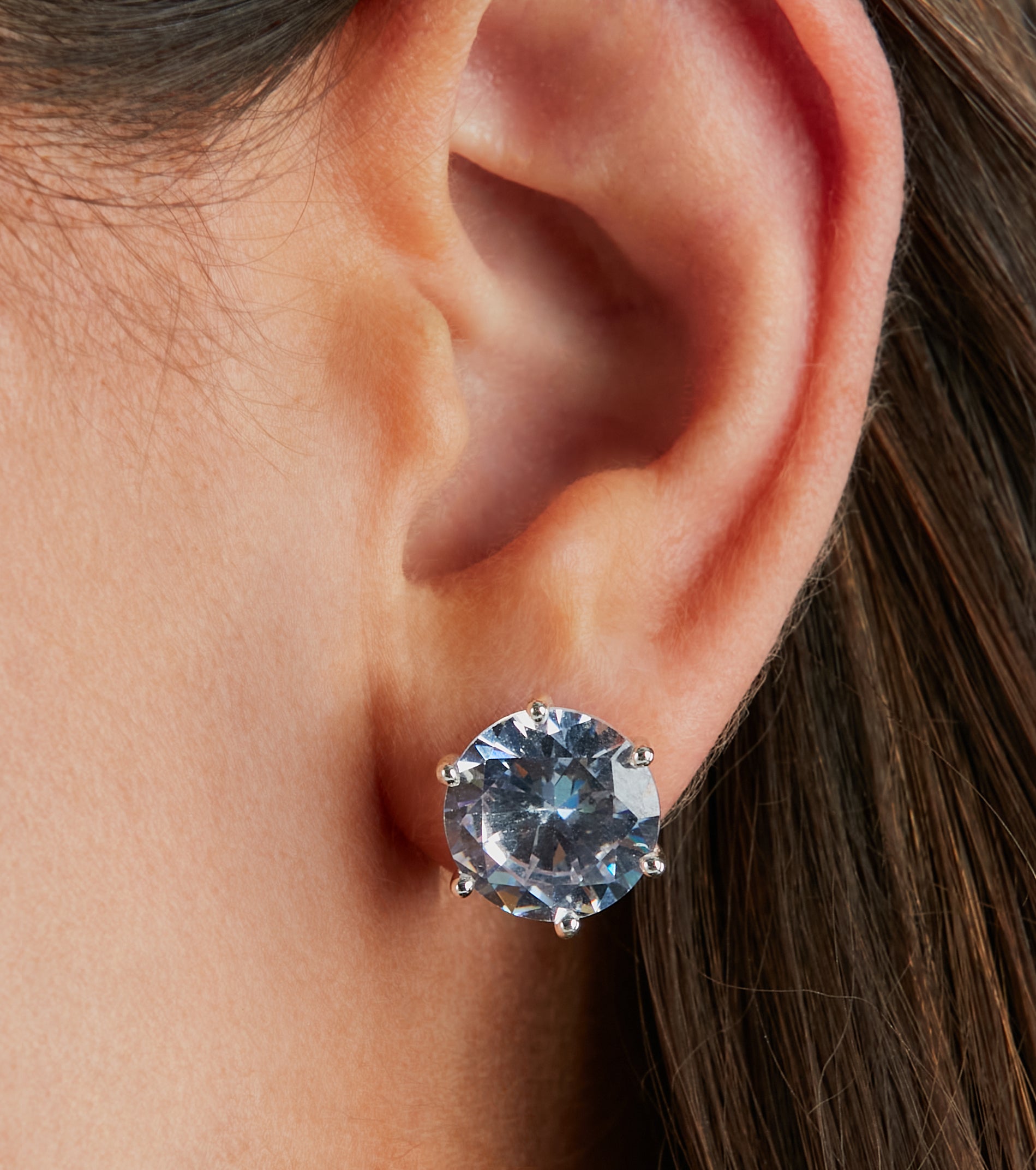 Modern Sterling Silver Plated Cubic Zirconia Stud Earrings - Image 2