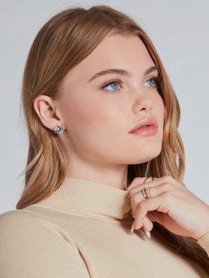 Luxe 14K Gold Plated Cubic Zirconia Stud Earrings