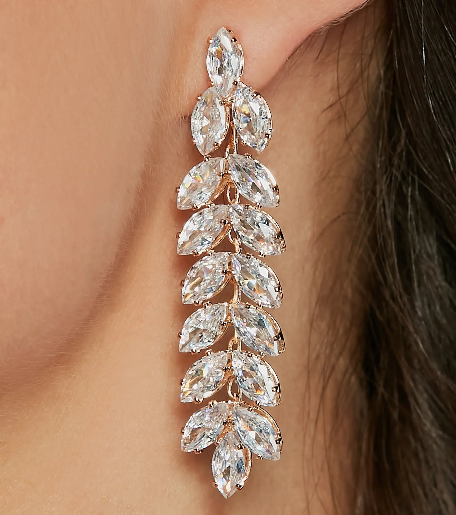 Glam Goddess Marquise Cubic Zirconia Duster Earrings - Image 2