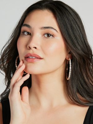 A-List Glam Rhinestone Large Hoop Earrings