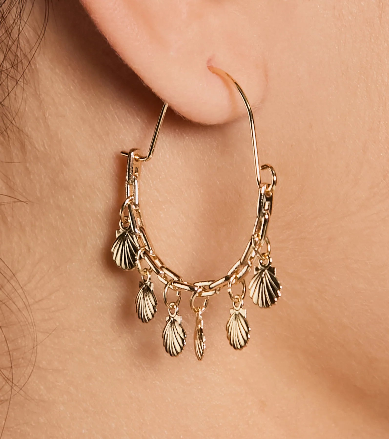 Sea Worthy Shell Charm Hoop Earrings - Image 2